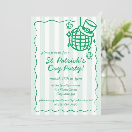 St. Patrick’s Day Green Hand Drawn Party 招待状 (スタンド正面)