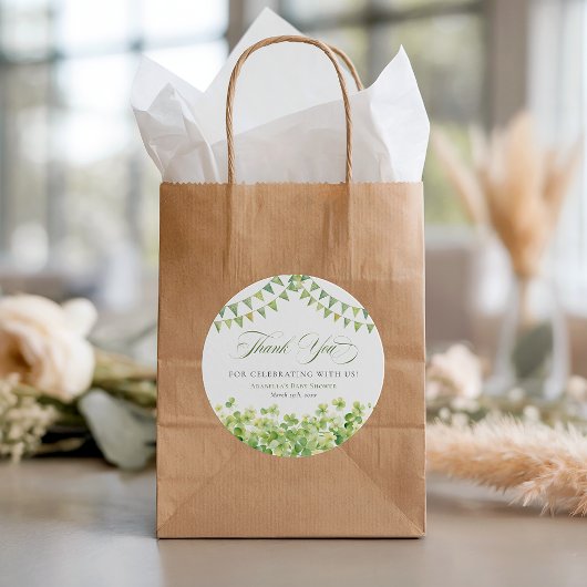 St. Patrick’s Day Green Shamrock Baby Shower ラウンドシール