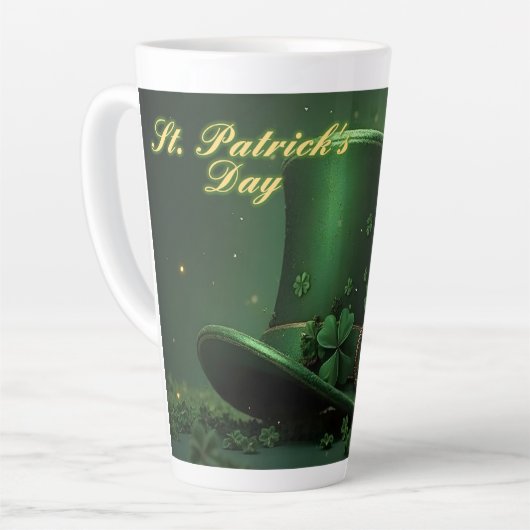 St. Patrick’s Day Hat and Shamrock Design カフェラテマグ (左アングル)