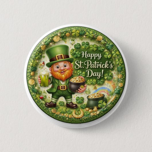 St. Patrick’s Day Leprechaun Button 缶バッジ (正面)