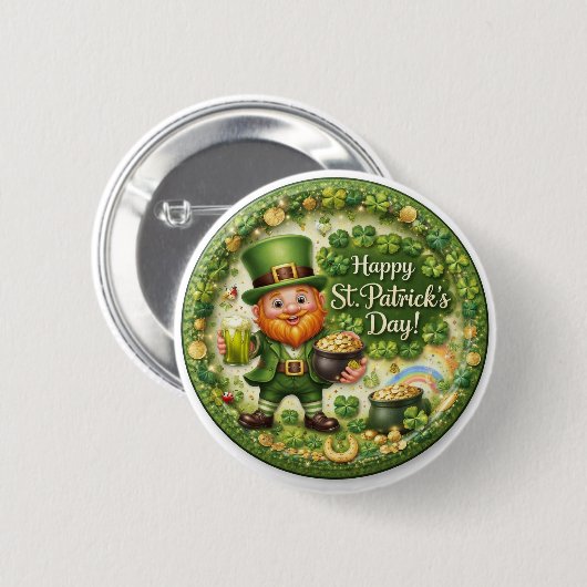 St. Patrick’s Day Leprechaun Button 缶バッジ (正面&裏面)