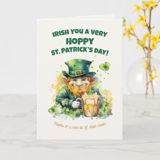 St. Patrick’s Day Leprechaun Funny Card カード (黄色い花)