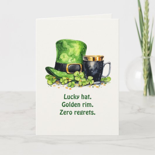 St. Patrick’s Day Leprechaun Hat & Mug Funny Card カード (正面)