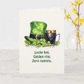 St. Patrick’s Day Leprechaun Hat & Mug Funny Card カード (黄色い花)