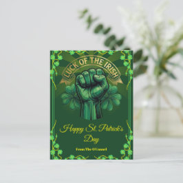 St. Patrick’s Day Luck of the Irish Fist Shamrock シーズンポストカード