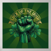 St. Patrick’s Day Luck of the Irish Fist Shamrock ポスター (正面)