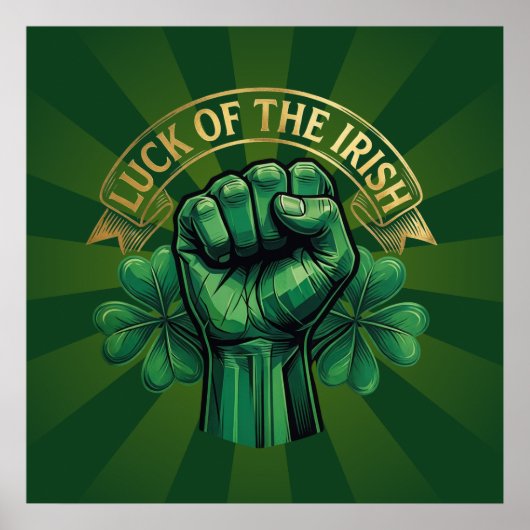 St. Patrick’s Day Luck of the Irish Fist Shamrock ポスター (正面)