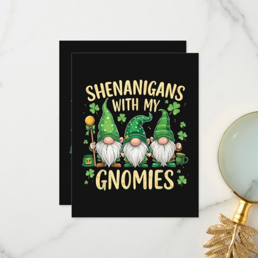 St Patrick’s Day Lucky Shamrock Gnome  サンキューカード (正面/裏面インサイチュ)
