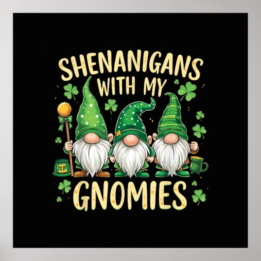 St Patrick’s Day Lucky Shamrock Gnome  ポスター (正面)
