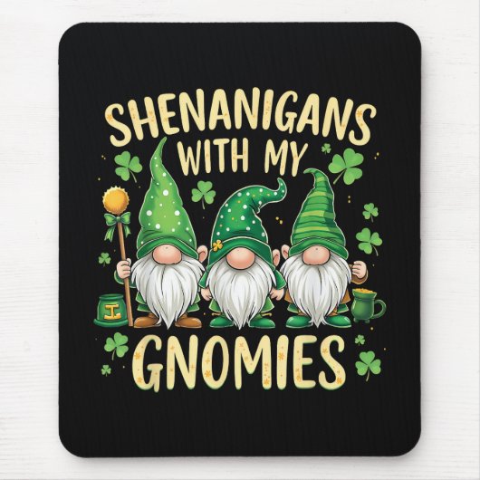 St Patrick’s Day Lucky Shamrock Gnome  マウスパッド (正面)