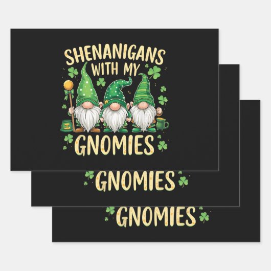 St Patrick’s Day Lucky Shamrock Gnome  ラッピングペーパーシート (セット)