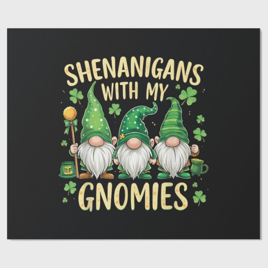 St Patrick’s Day Lucky Shamrock Gnome  ラッピングペーパー (フラット)