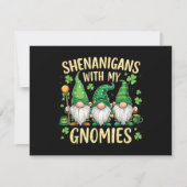 St Patrick’s Day Lucky Shamrock Gnome 招待状 (正面)