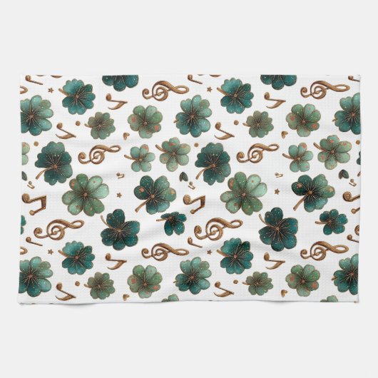 St. Patrick’s Day Musical Shamrock キッチンタオル (横)