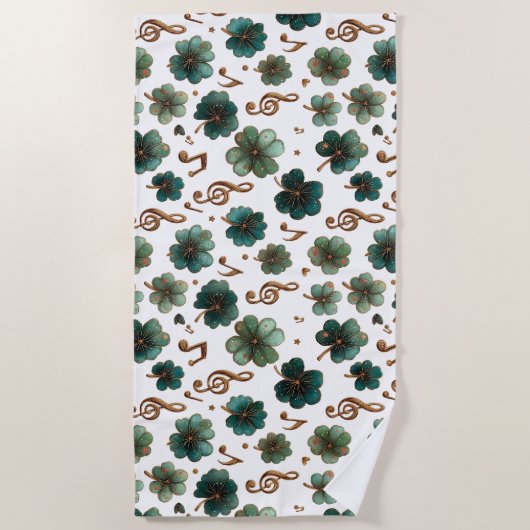 St. Patrick’s Day Musical Shamrock ビーチタオル (正面)