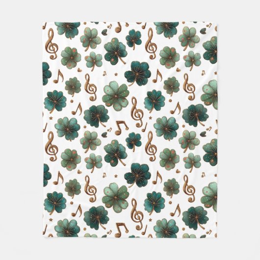 St. Patrick’s Day Musical Shamrock フリースブランケット (正面)