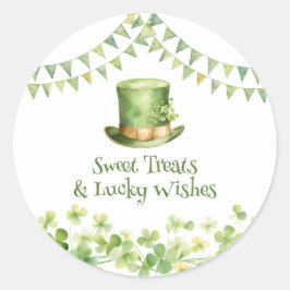 St Patrick’s Day Party Green Clover Gift Label ラウンドシール