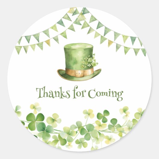 St Patrick’s Day Party Green Clover Gift Label ラウンドシール (正面)