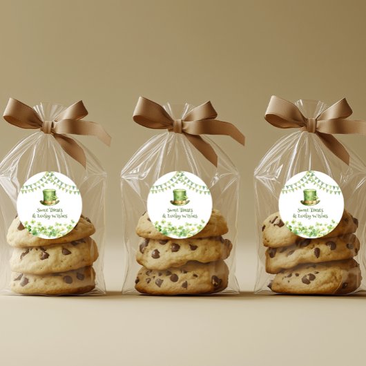 St Patrick’s Day Party Green Clover Gift Label ラウンドシール