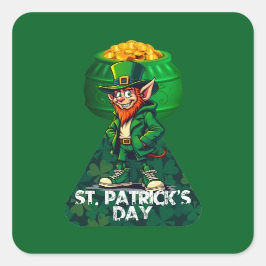 St Patrick’s Day Pot of Gold - Autocolante スクエアシール (正面)
