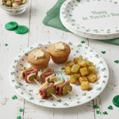 St. Patrick’s Day Shamrock Border Round ペーパープレート