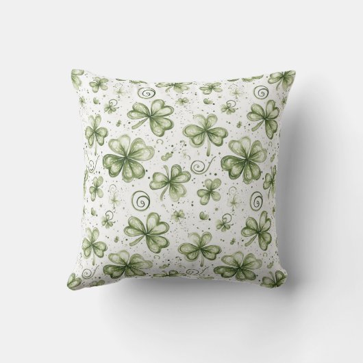 St. Patrick’s Day Shamrock Pattern Throw Pillow クッション (裏面)
