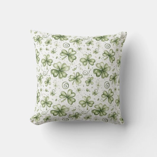 St. Patrick’s Day Shamrock Pattern Throw Pillow クッション (正面)