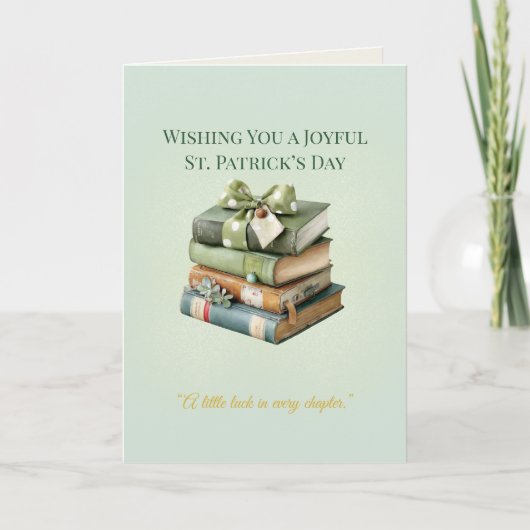 St. Patrick’s Day Stack of Books Card – Irish Luck カード (正面)
