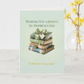 St. Patrick’s Day Stack of Books Card – Irish Luck カード (黄色い花)