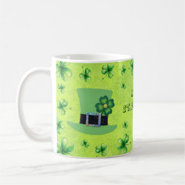 St. Patrick’s Day Watercolor Shamrock Hat on green コーヒーマグカップ