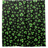 St. Patrick’s Day Watercolor Shamrock on black シャワーカーテン (正面)