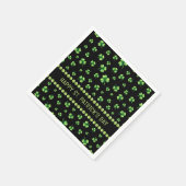 St. Patrick’s Day Watercolor Shamrock on black スタンダードカクテルナプキン (角)