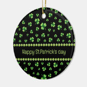 St. Patrick’s Day Watercolor Shamrock on black セラミックオーナメント (左)