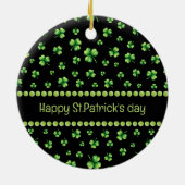 St. Patrick’s Day Watercolor Shamrock on black セラミックオーナメント (裏面)