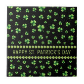 St. Patrick’s Day Watercolor Shamrock on black タイル (正面)