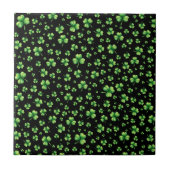 St. Patrick’s Day Watercolor Shamrock on black タイル (正面)