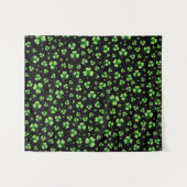 St. Patrick’s Day Watercolor Shamrock on black タペストリー (正面(横))