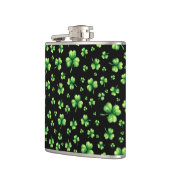St. Patrick’s Day Watercolor Shamrock on black フラスク (左)