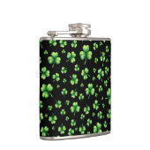 St. Patrick’s Day Watercolor Shamrock on black フラスク (右)