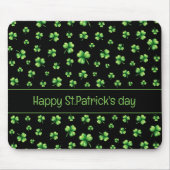 St. Patrick’s Day Watercolor Shamrock on black マウスパッド (正面)