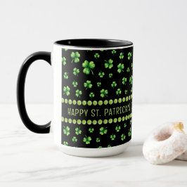 St. Patrick’s Day Watercolor Shamrock on black マグカップ