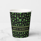 St. Patrick’s Day Watercolor Shamrock on black 紙コップ (裏面)
