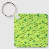 St. Patrick’s Day Watercolor Shamrock on green キーホルダー (正面)