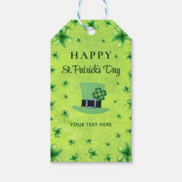 St. Patrick’s Day Watercolor Shamrock on green ギフトタグ