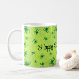 St. Patrick’s Day Watercolor Shamrock on green コーヒーマグカップ