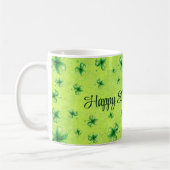 St. Patrick’s Day Watercolor Shamrock on green コーヒーマグカップ (左)