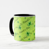 St. Patrick’s Day Watercolor Shamrock on green マグカップ (正面左)