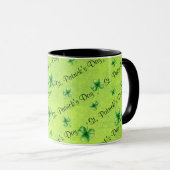St. Patrick’s Day Watercolor Shamrock on green マグカップ (正面右)