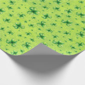 St. Patrick’s Day Watercolor Shamrock on green ラッピングペーパー (角)