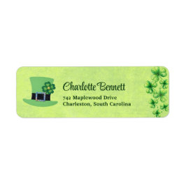 St. Patrick’s Day Watercolor Shamrock on green ラベル